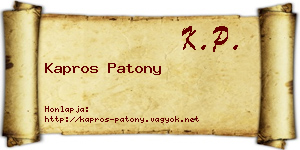 Kapros Patony névjegykártya